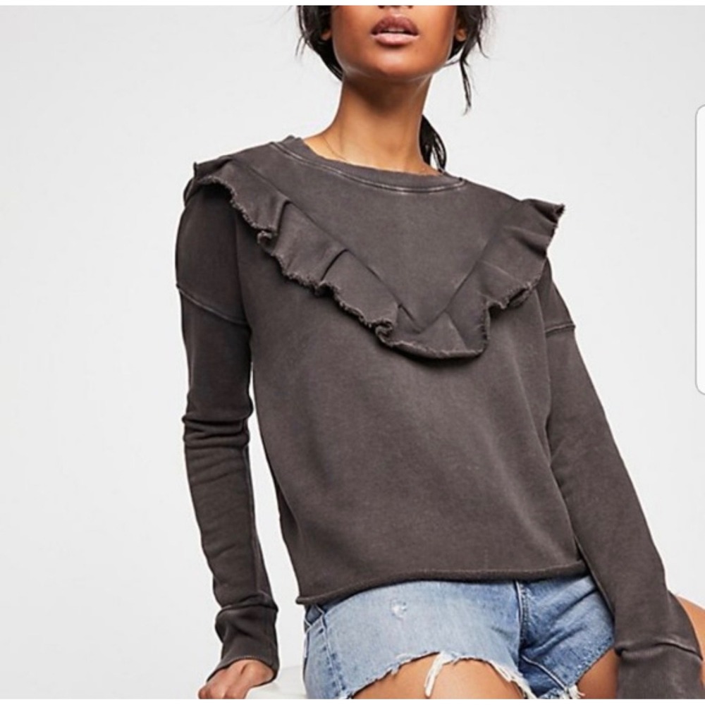 Free People Ooh La La Ruffled sweatshirt